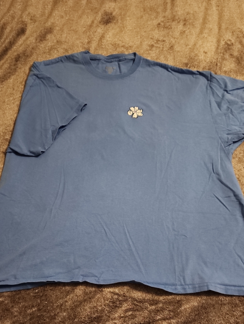 Ladies ITS A GIRL THING, Blue Crewneck T-Shirt with Small Floral Emblem